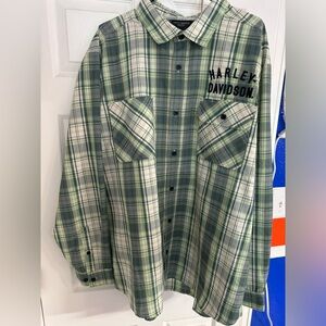 Harley Davidson Men's Staple Performance Shirt - Green Plaid